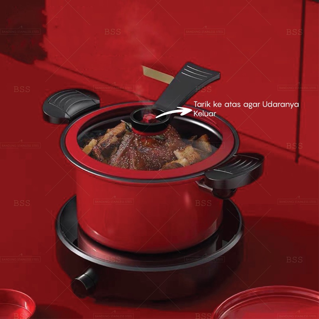 (VCM) Panci Presto Teflon Pressure Cooker Pot Totipotent 3.5 Liter Melunakan Daging Lembut Anti Lengket