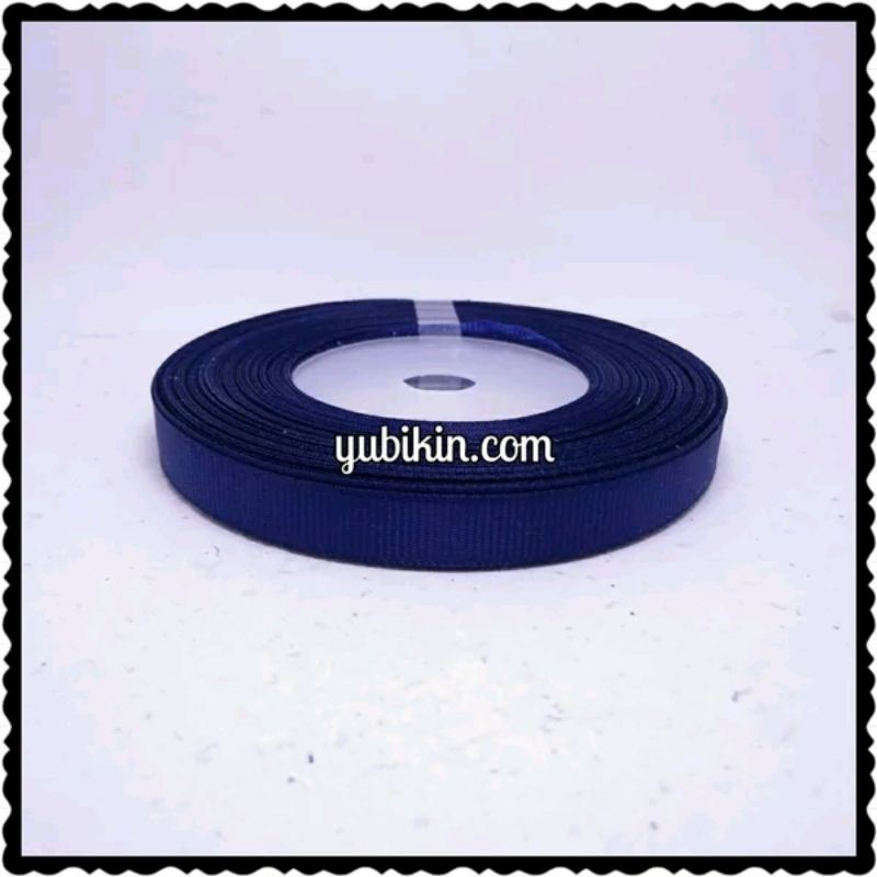 

1 Roll Pita Grossgrain-Pita Salur-Pita Garis Lebar 1cm Warna Navy/Dongker