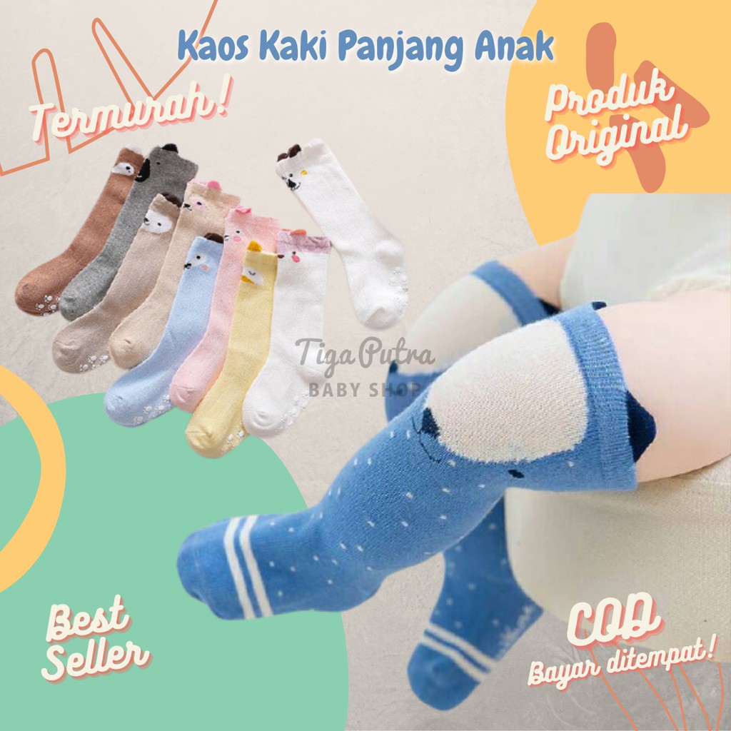 Kaos Kaki Panjang Bayi Anak Antislip Selutut Motif Unik Baby Socks Kids Import