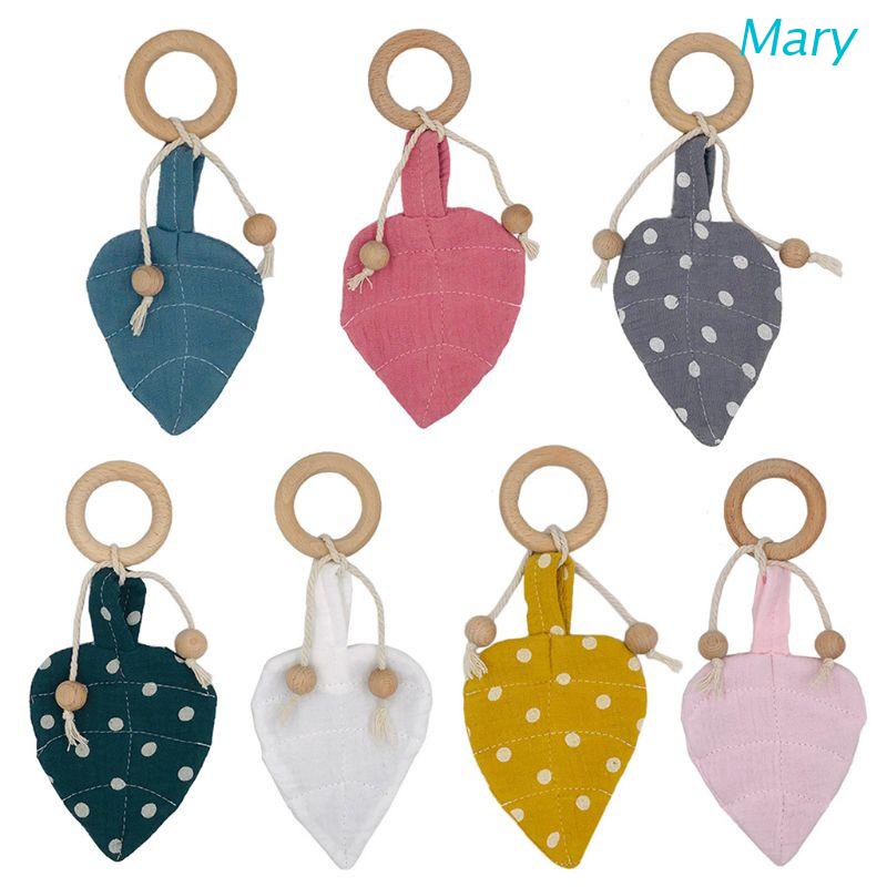 Mary Mainan Teether Bentuk Daun Bahan Kayu Untuk Bayi