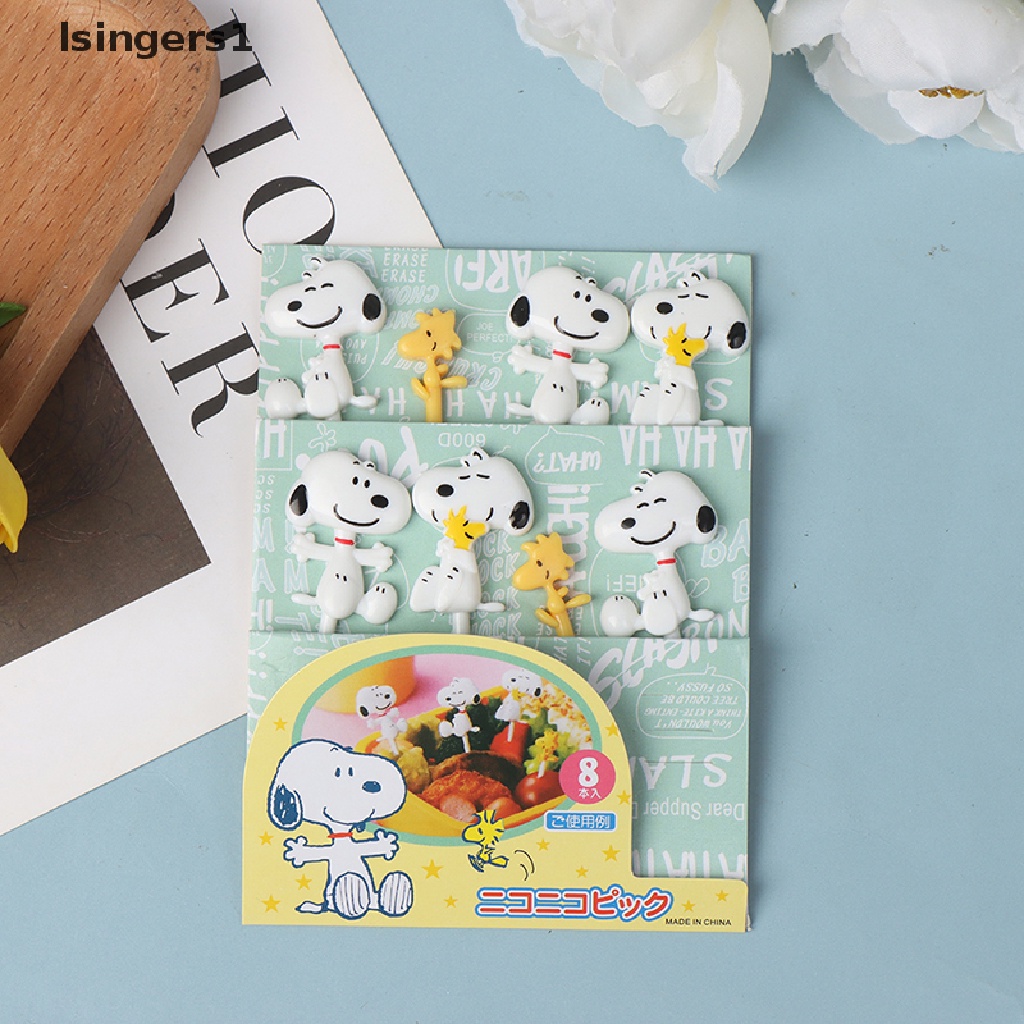 (lsingers1) 8pcs Garpu Buah / Kue / Dessert Mini Desain Kartun Hewan Untuk Anak