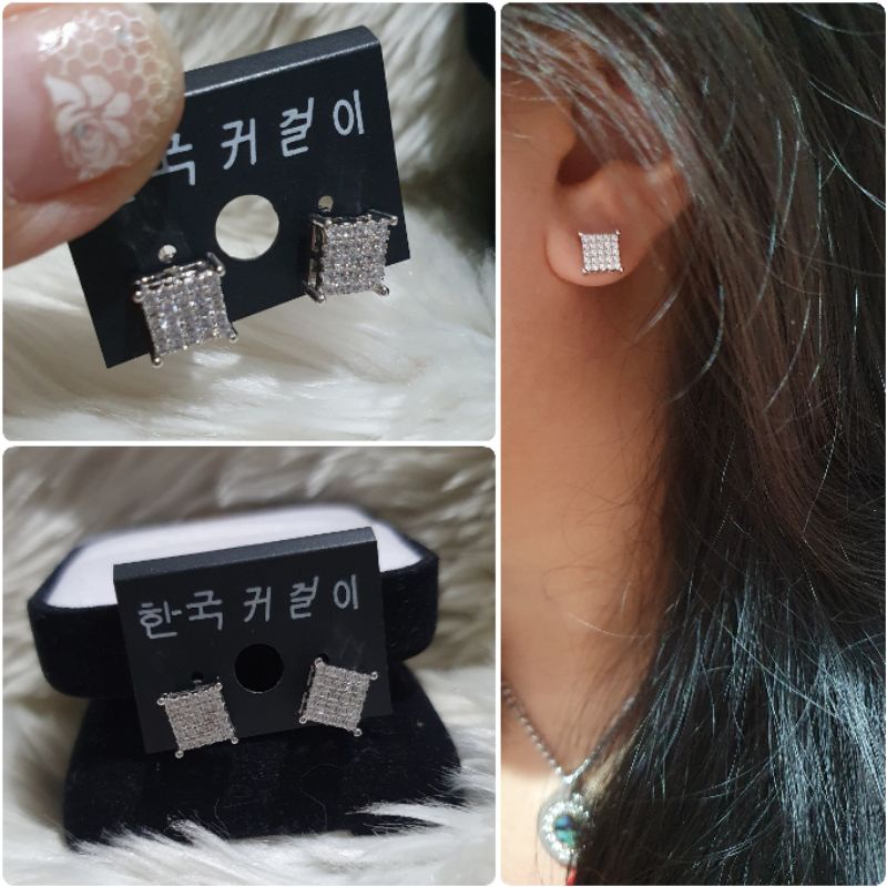 Anting Silver925 Premium Quality Anti karat anti alergi Earring Zircon Mata kilau ant-10034