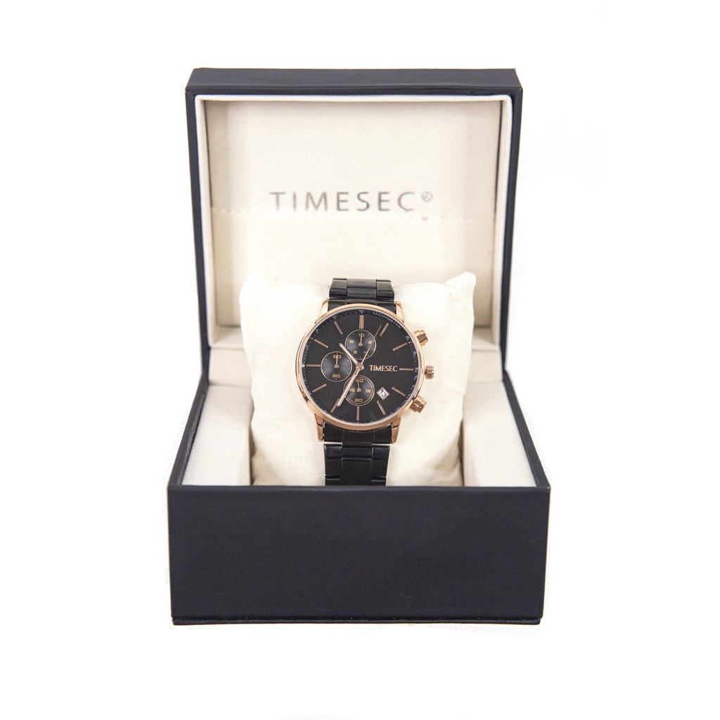 Timesec Squalo Chronograph Men Watch Analog Stainless Black Bonus Premium Box