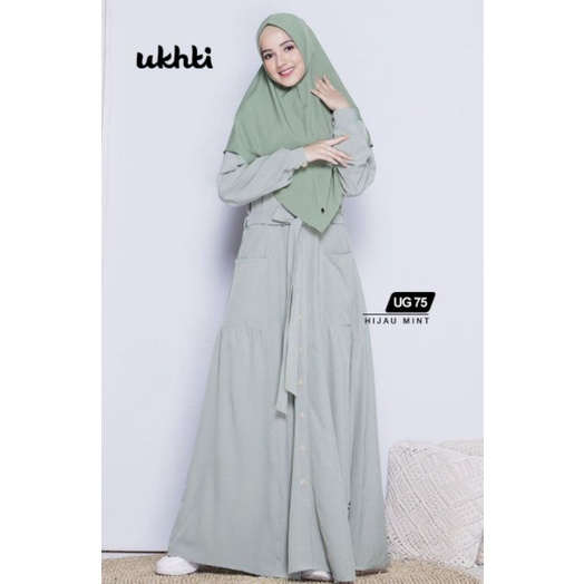 UG75 Gamis Ukhti Bahan Rose Crepe Kancing Depan Busui Gamis Polos Terbaru Size Jumbo