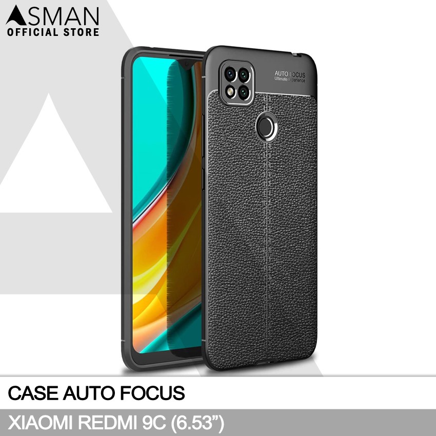 Auto Focus Xiaomi Redmi 9C (6.53&quot;) | Soft Case Leather Premium - Hitam