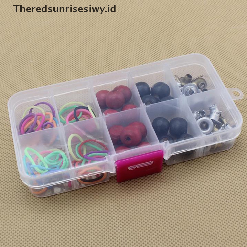 # Alat Rumah Tangga # Kotak Plastik Transparan 10 Sekat Adjustable Holder Perhiasan / Manik-Manik / Pil / Nail Art