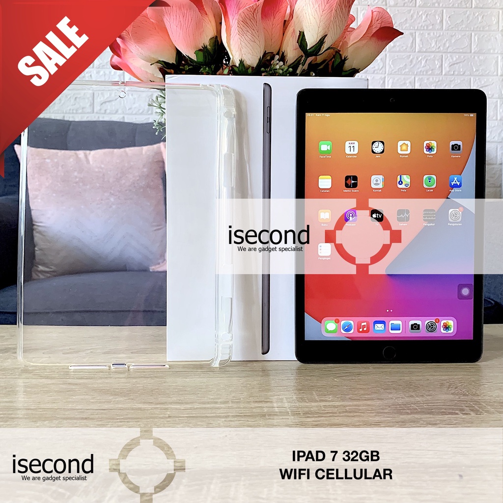 Ipad 7 32GB Wifi Cellular Second Fullset Mulus