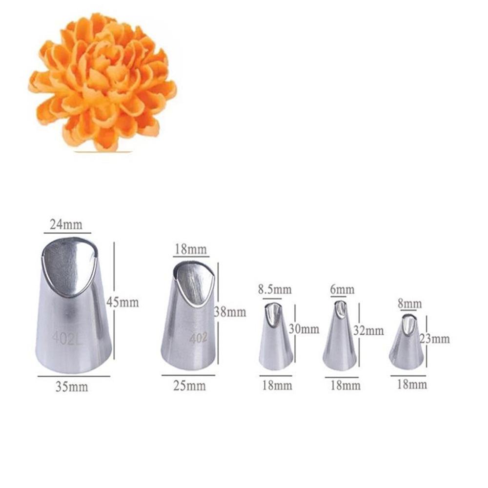 [Elegan] Icing Piping Nozel Es Krim 5pc/set Biskuit Krisan Nozzle Cupcake Kue Dekorasi Rusia Pastry Tip