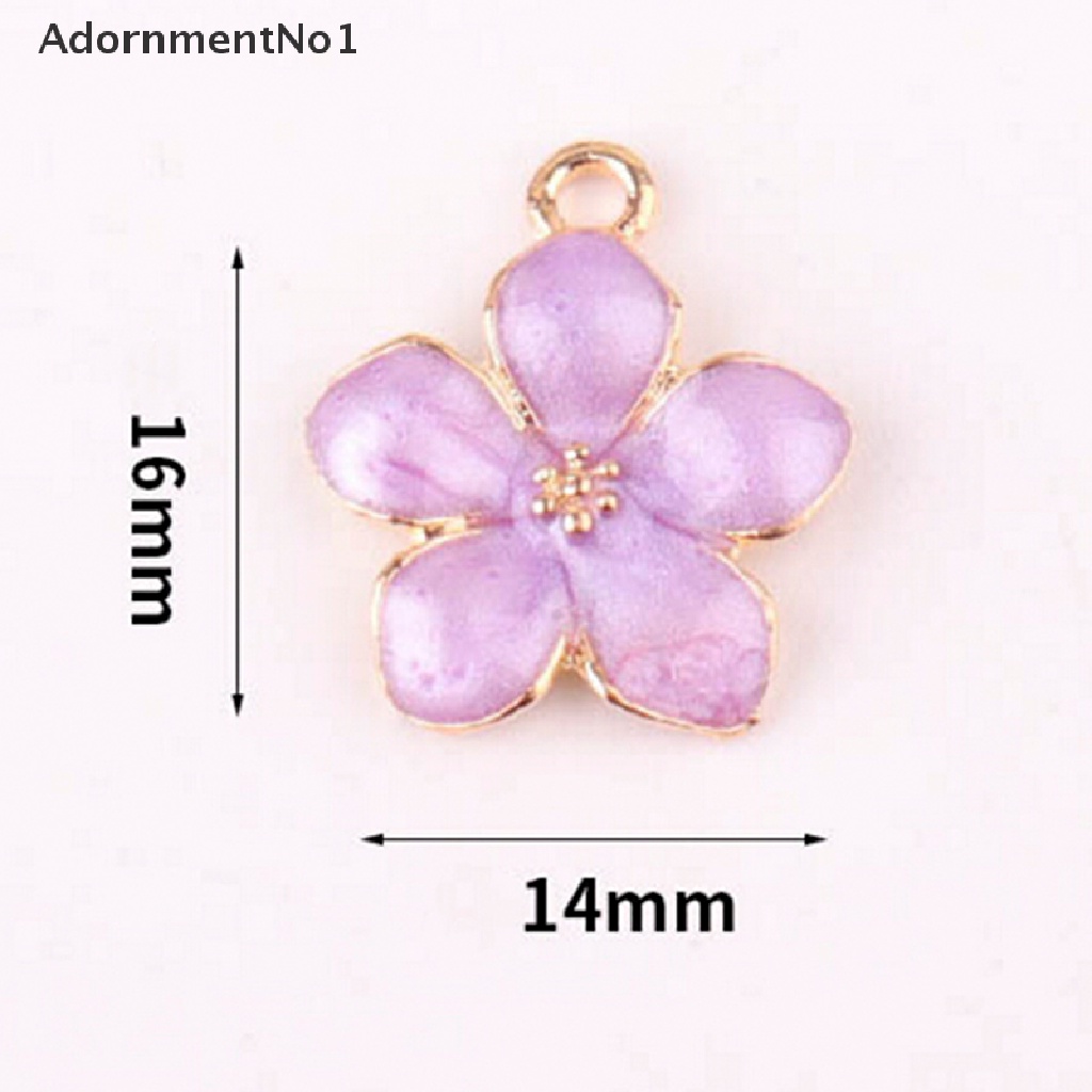 (AdornmentNo1) 10pcs / Set Liontin Bunga Enamel Bahan Alloy Untuk Membuat Perhiasan DIY