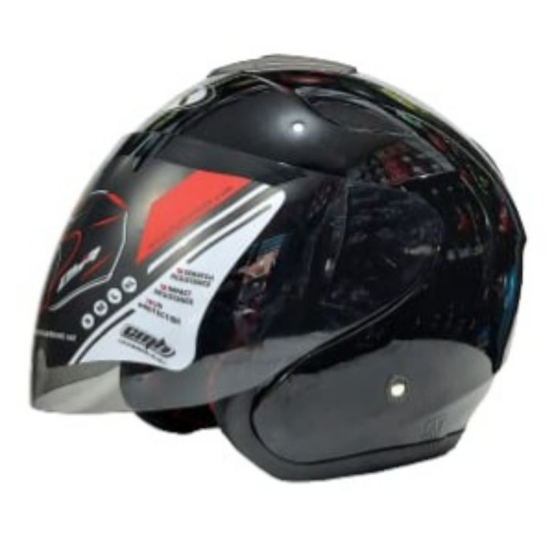 Helm Kyoto Hitam Glossy Paket Ganteng Kaca Flat Venom Merek DYR not KYT