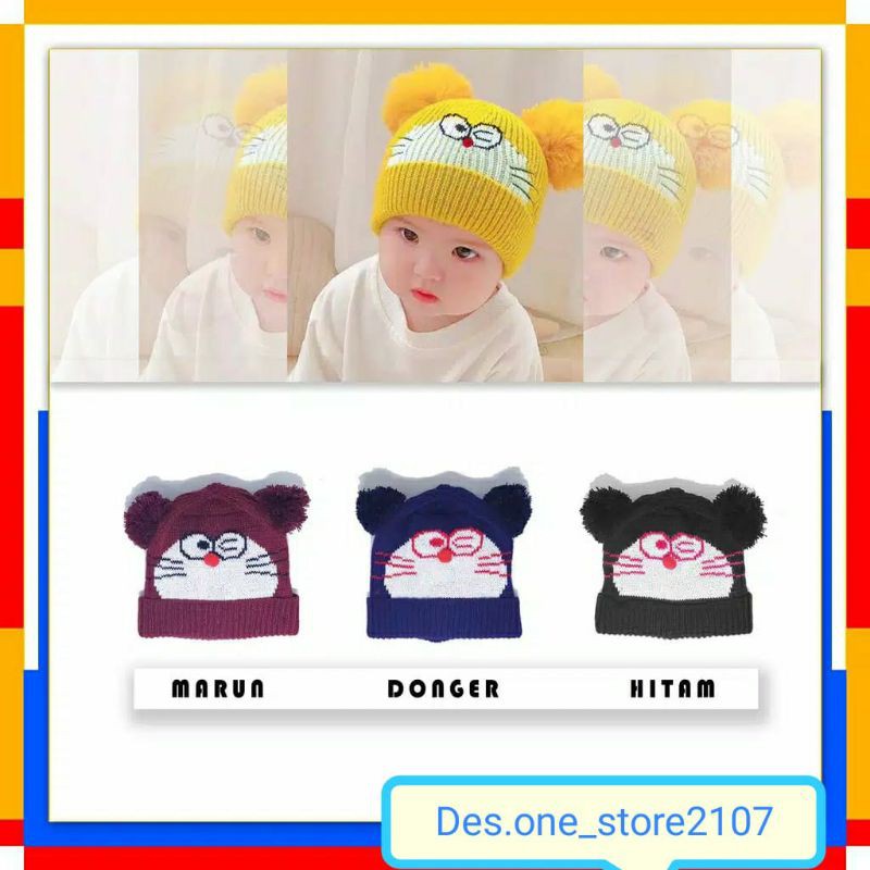 Kupluk Doraemon kupluk Bayi Doraemon kupluk pompom Doraemon Beanie hat Doraemon kids