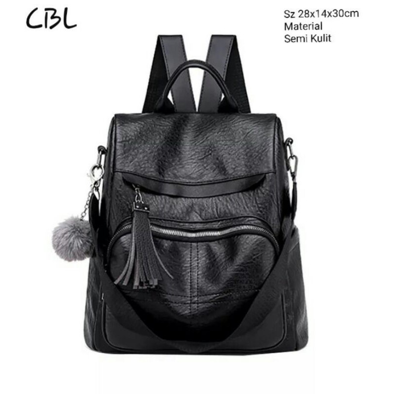 Rully68_Tas Ransel Wanita CBL LOMCEM FREE POMPOM /Tas murah /bisa di bayar di tempat COD