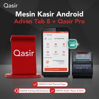 Mesin Kasir Android Advan + Qasir Pro / Advan Tab A8 / ZJ 5809 / Stand Holder