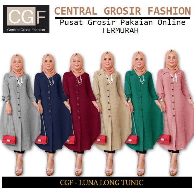 Luna Long Tunik - Central Grosir Fashion (CGF) - Ukuran L-3XL - Matt Baloteli