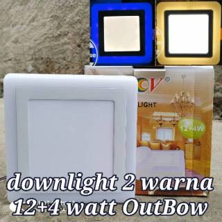 lampu plafon 2 warna downlight led panel ob outbow tempel 2 warna 12 + 4 watt