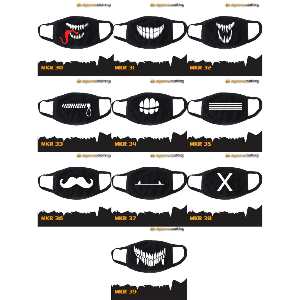 Masker Hitam Emoticon Anime Lucu Superhero Hitam Putih