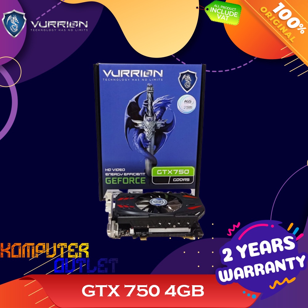 vga vurrion nvidia gtx 750ti 4gb ddr5   vga gaming output hdmi vga dvi