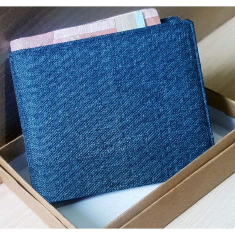 MEGA SHOPPING Dompet Pria Bahan Kanvas Nilon Tebal KK75 Free BOX