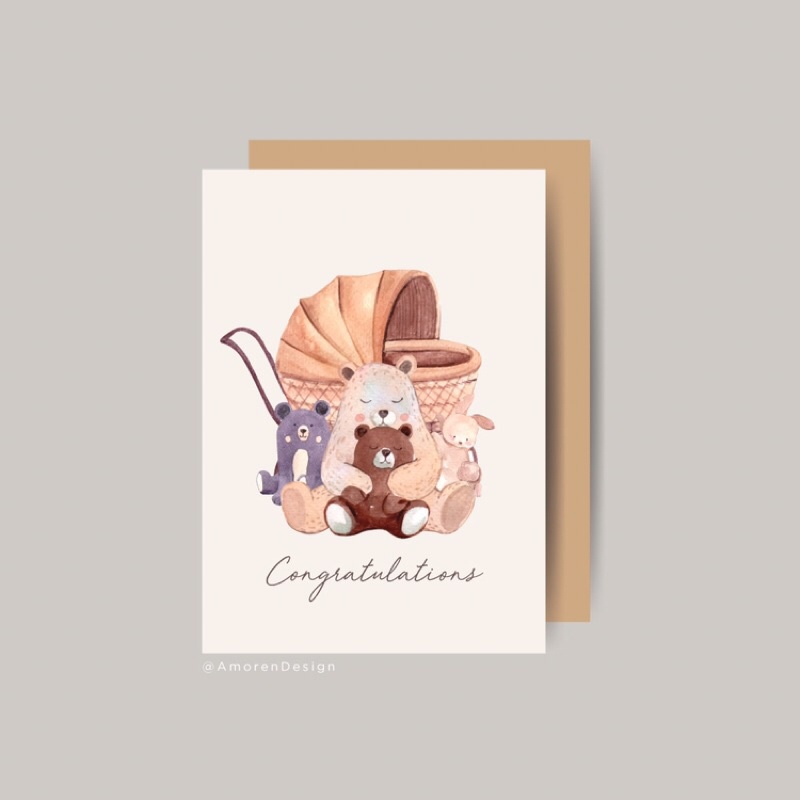 Kartu Ucapan Baby Born Congratulations Greeting Card