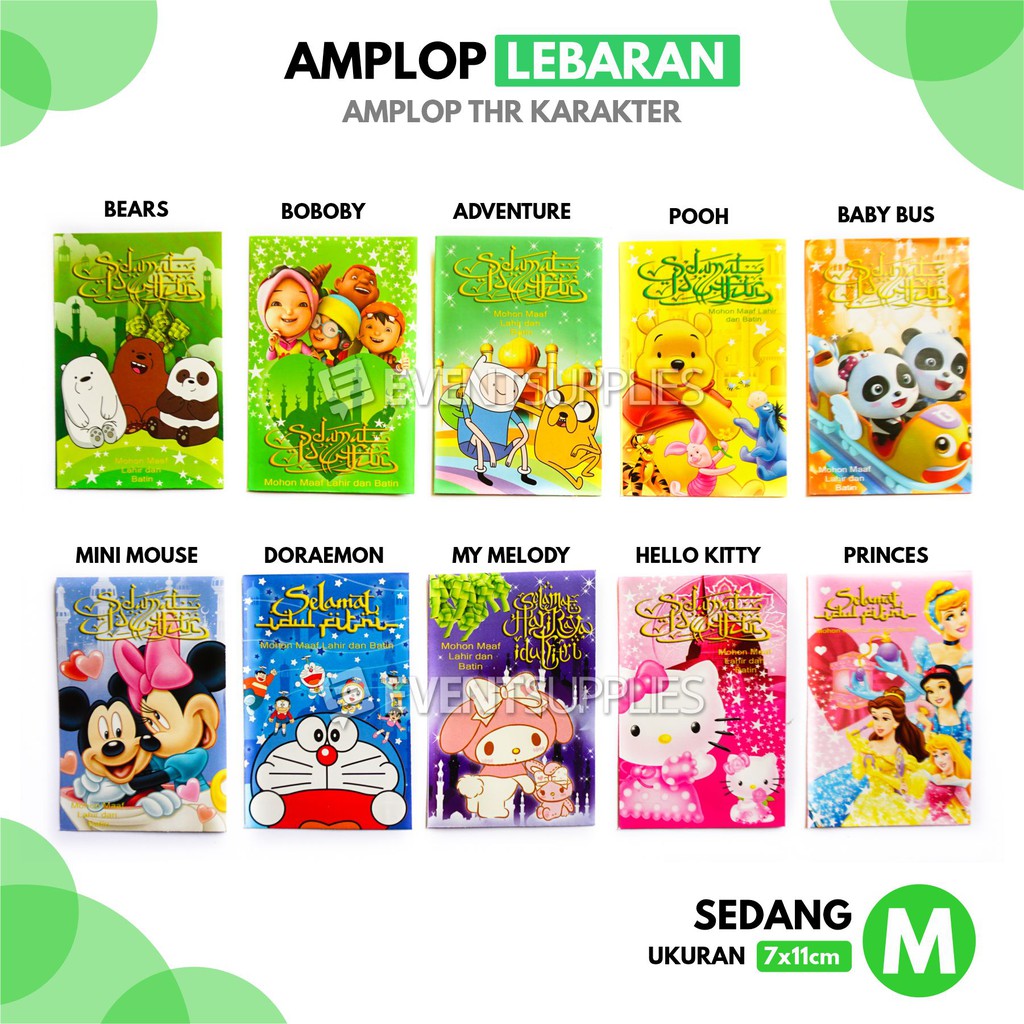 

Amplop Lebaran Sedang THR Idul Fitri Karakter Anak-Anak Disney Muslim Tayo Frozen Murah Premium Unik