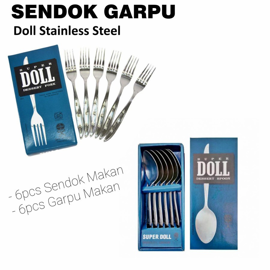Sendok Garpu Set Stainless Doll/ Sendok/Garpu/Stainless Steel/sendokset/garpu set murah