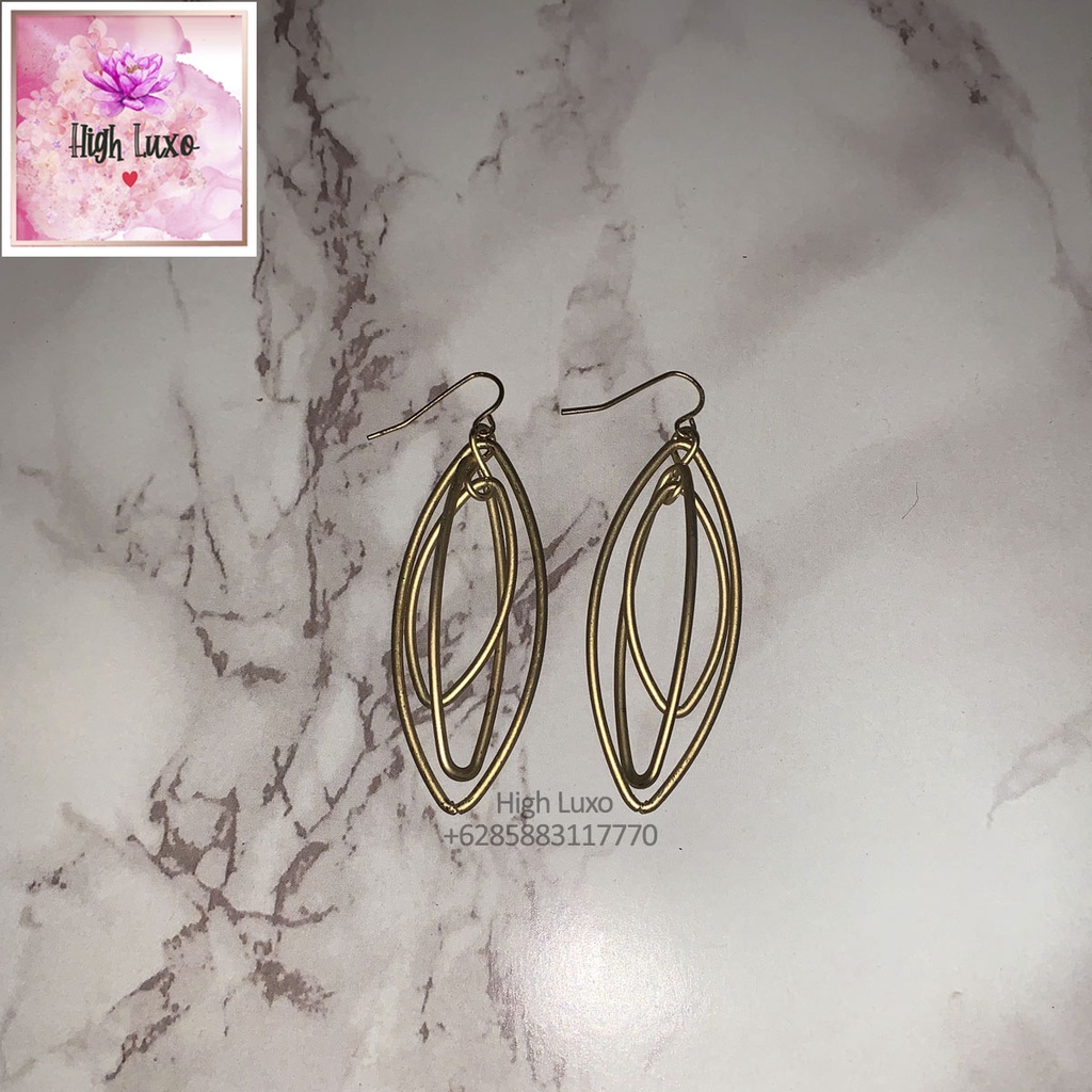 Anting Emas Oval Gold Lux Luxury Mewah Fashion Color IMPOR IMPORT ORIGINAL AUTHENTIC Cute Lucu Kawai