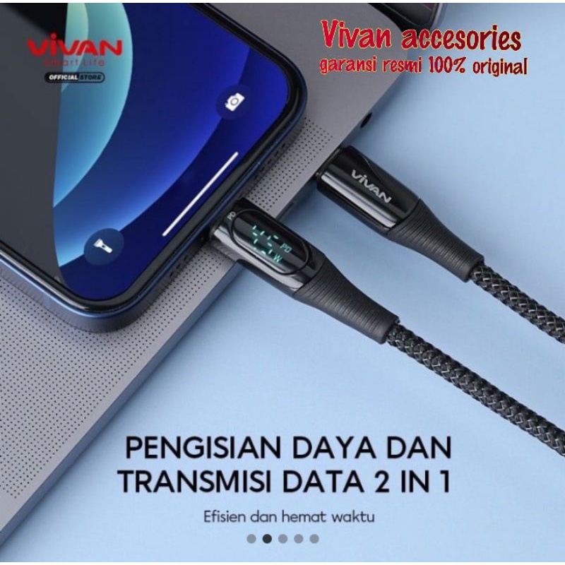 VIVAN VCL100 USB-C to lightning iPhone. Cable Smart Digital Display IPhone