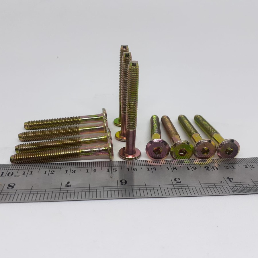 BAUT JCBC M6X50 KUNING BAUT FURNITURE BAUT DIPAN BAUT JCBC M6 X 50 BAUT JCBC 5CM BAUT KNOCK DOWN FUR