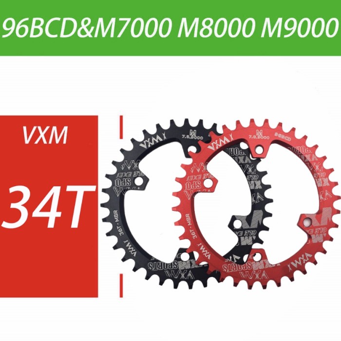 Chainring Sepeda VXM Oval 96 BCD 32-34-36-38T aluminium alloy 7075