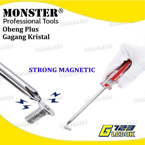 Obeng Plus Kembang Magnet Screwdriver Gagang Crystal Kristal Taiwan