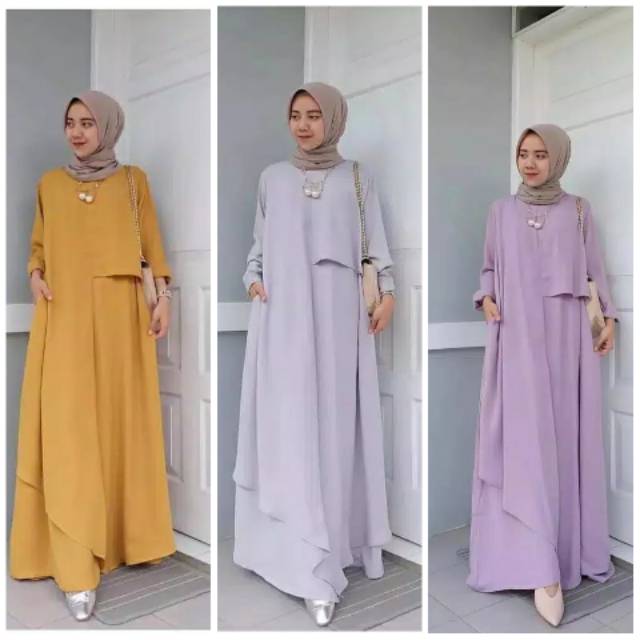 Miza Dress| Fashion Terbaru | Gamis Muslim Bahan Moscrepe HQ