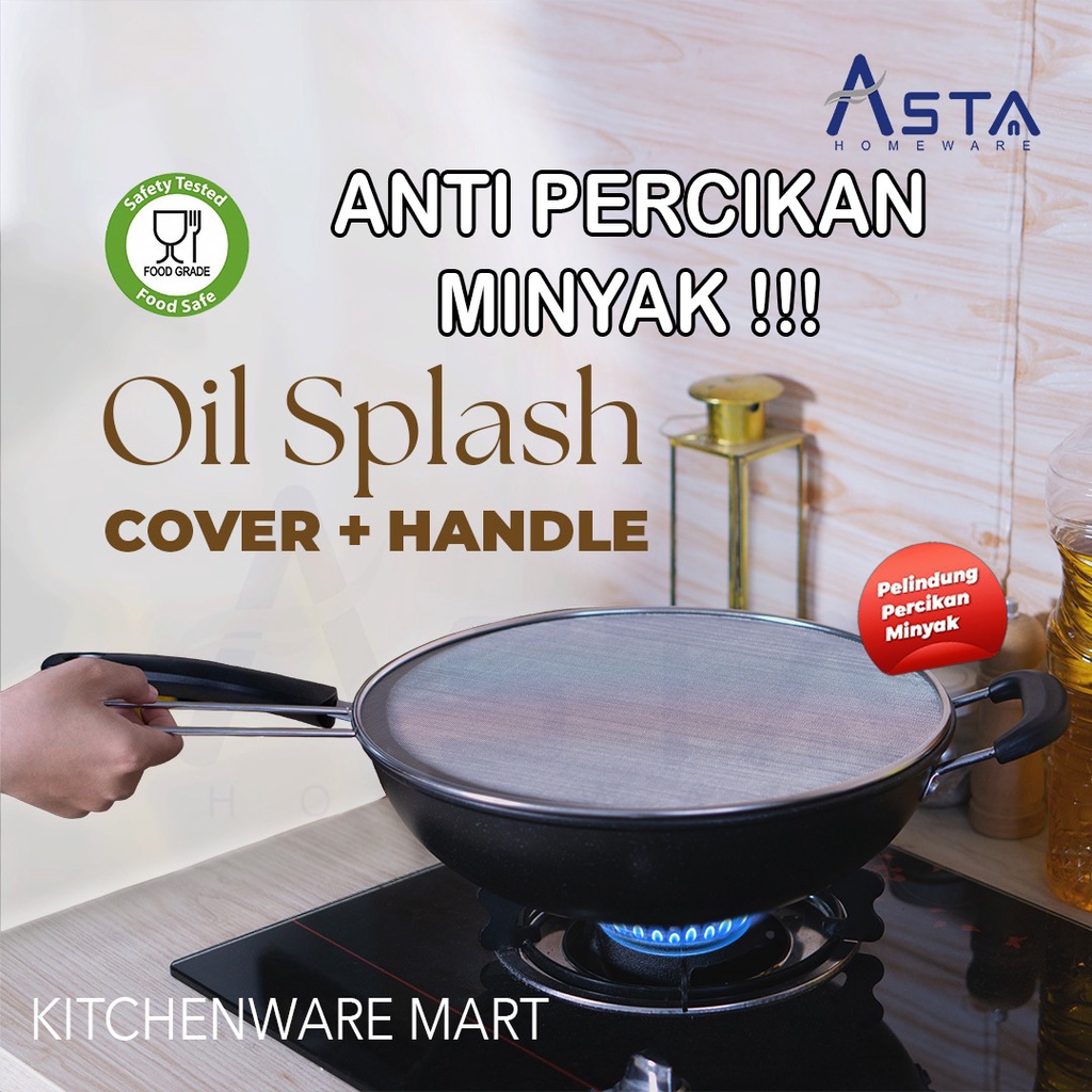 Oil Splatter Screen Cover Tutupan Pelindung Cipratan Minyak Masak Tutup Panci Anti Ciprat Minyak Stainless- Oil Splash Asta