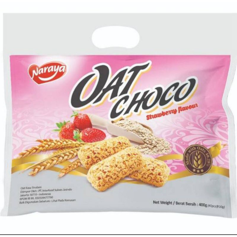 naraya oat choco rasa strawberry isi 40 pcs 400 gram