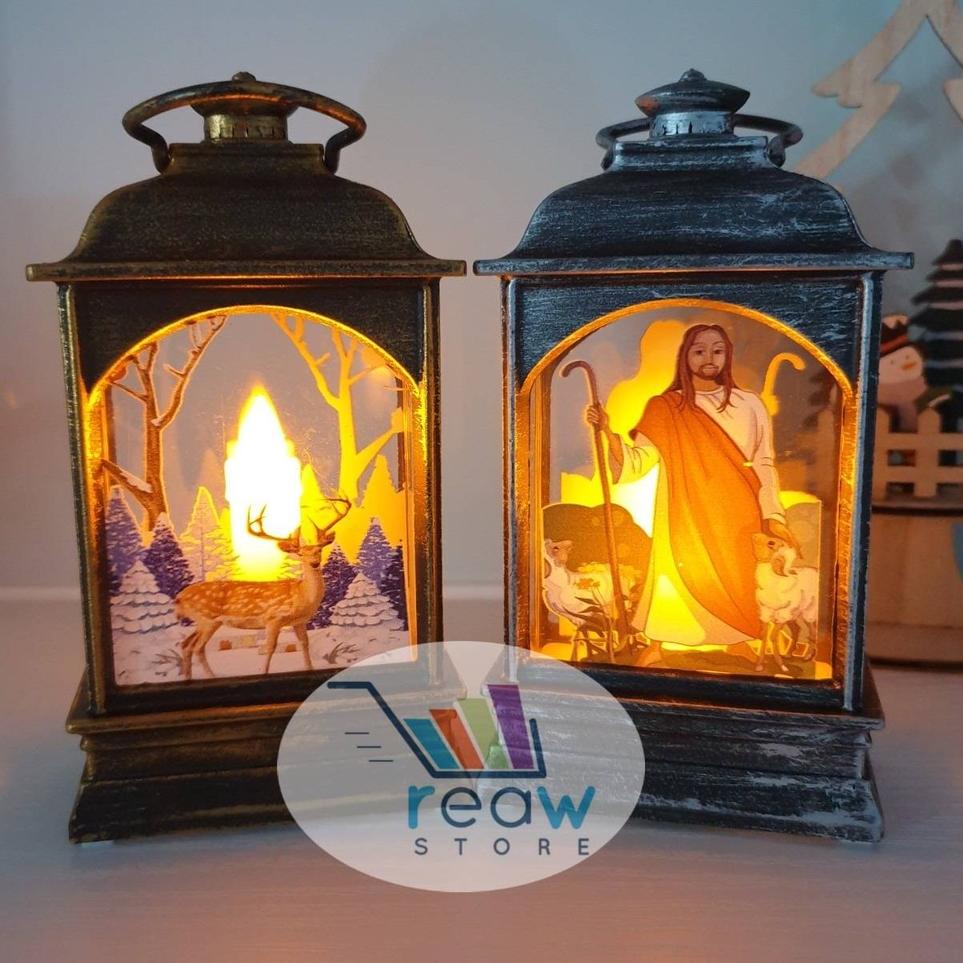Terkini Lilin Lentera Lampu Hias LED Dekorasi Elektrik Lantern Tema Natal MJF