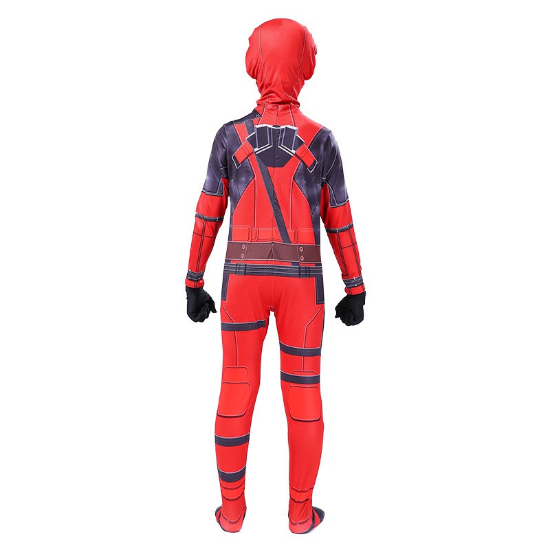 Anak-anak Anak Laki-laki Kostum Deadpool dengan Tas Topeng Superhero Cosplay Suit Bodysuit