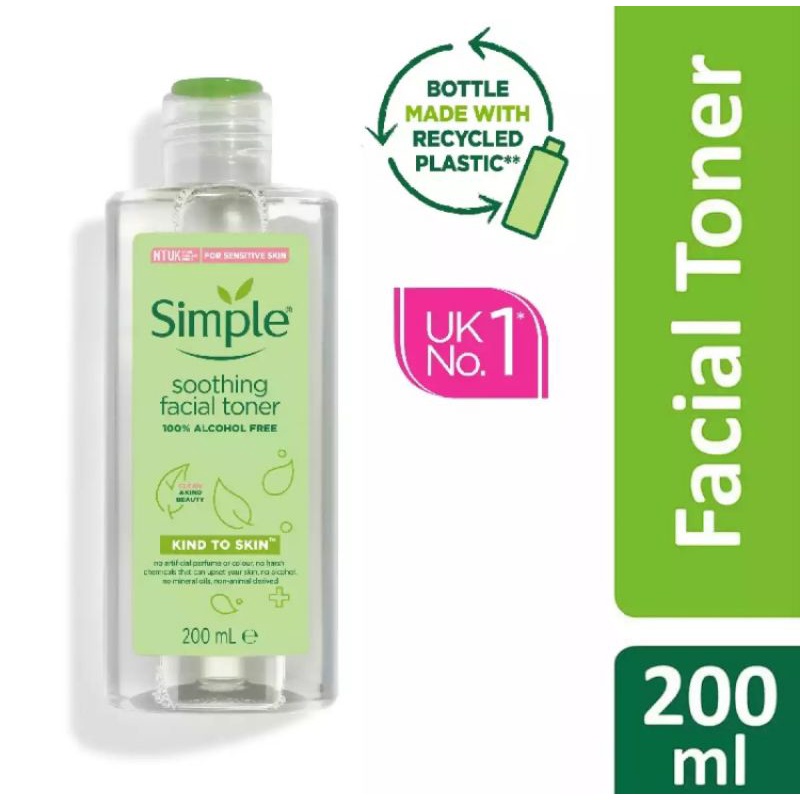 SIMPLE Soothing Facial Toner 100 % Alcohol Free 200ml | Simple Toner