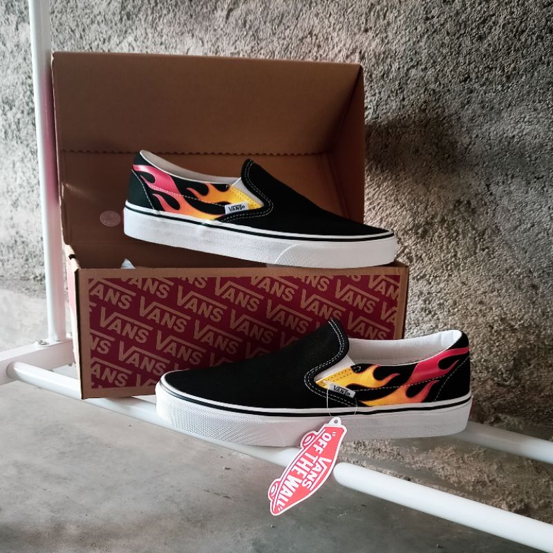 VANS SLIP ON FLAME BLACK