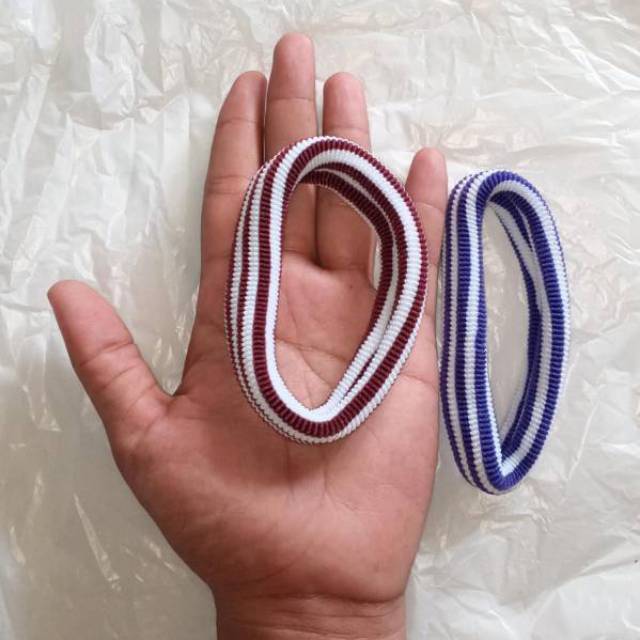 [1 PCS] Ikat Rambut Garis Murah / Kuncir Rambut Biasa Tebal (Eceran)-2