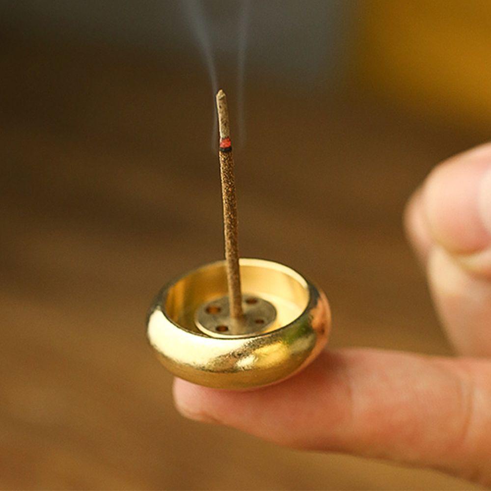 R-bunga Tembaga Tempat Dupa Candi Kerucut Yoga Pedupaan Incense Plate Aksesoris Mini