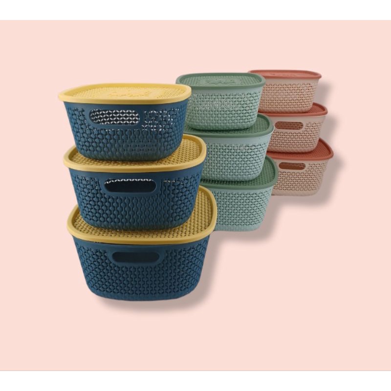 Keranjang Plastik | Keranjang Serbaguna | Keranjang Penyimpanan dengan tutup