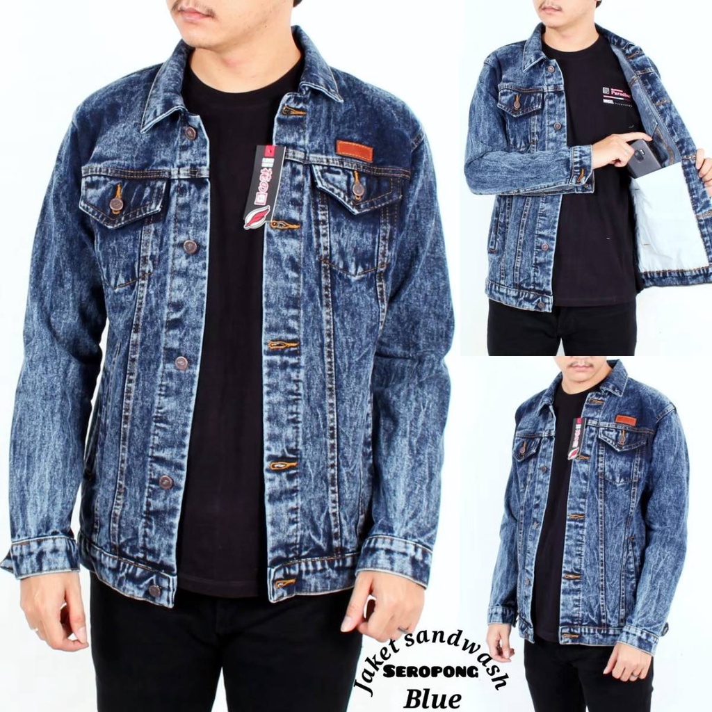 Jaket Jeans pria Sandwash Original FLOWER COUNTRY/Jaket jeans pria denim sandwash / Jaket Jeans Motif Distro