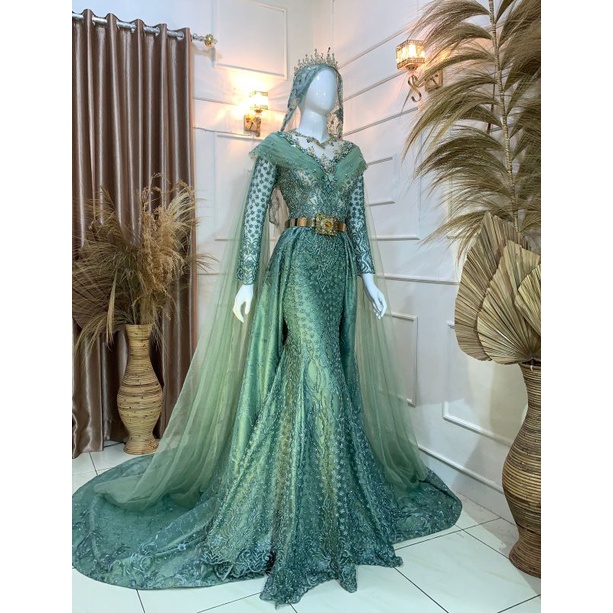 GAUN PENGANTIN SLIM DRESSS/GAUN  PENGANTIN MUSLIMAH BEREKOR/GAUN  WEDDING /BAJU PENGANTIN MODERN