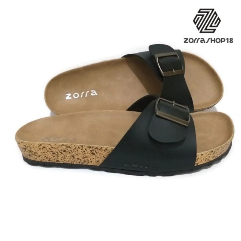Zorra Kimmi sandal wanita selop briken gesper satu-Hitam