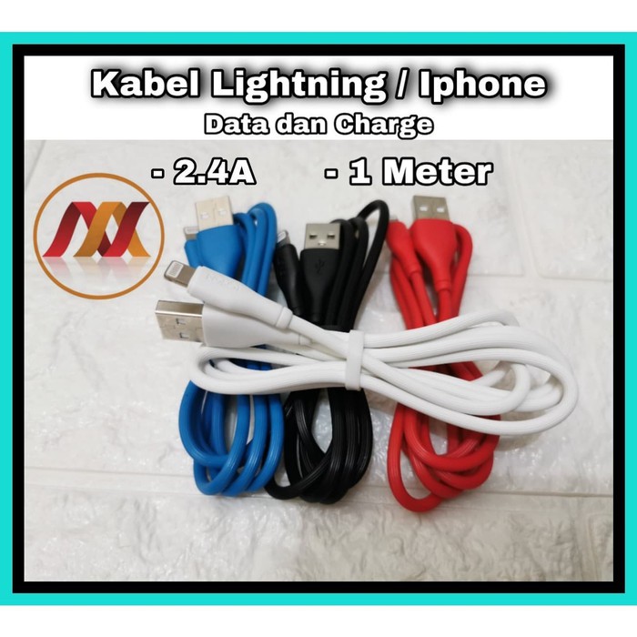 NA - Kabel Lightning Robot 2.4A Charge dan Data 100cm Kabel Iphone TL100