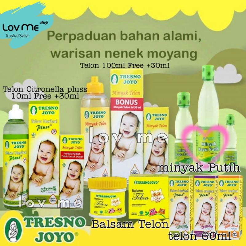 Lov Me❤ Minyak Telon Herbal Plus Tresno Joyo 100ml Free 30ml -Minyak Telon TJ - Minyak Kayu Putih TJ- Balsam Telon Tresnojoyo