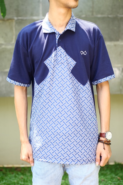 Loyal Kaos Polo Batik Navy Modern Pria M L XL XXL