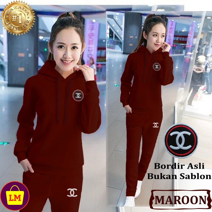 TERMURAH TERLARIS Baju Setelan Olahraga Senam Training Wanita Korea Hoodie LMS 10459 10463 10467