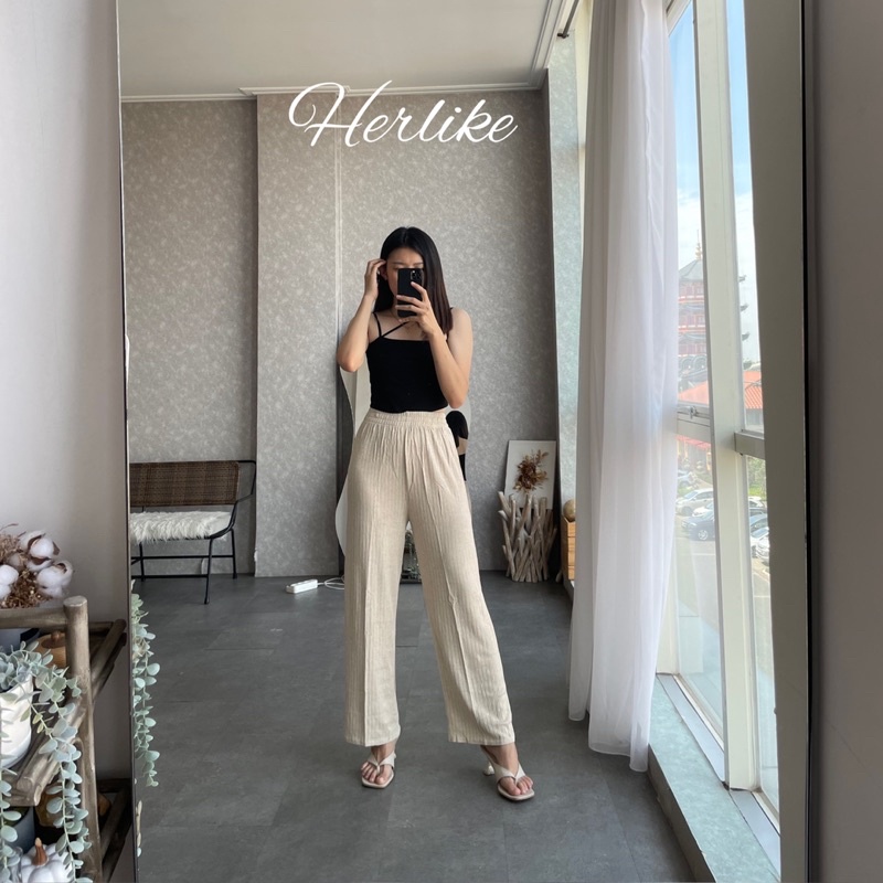Hyerin pants/celana kulot wanita/celana panjang wanita/celana high waist/celana semi rib/celana santai/celana kekinian/celana knit/kulot knit-7