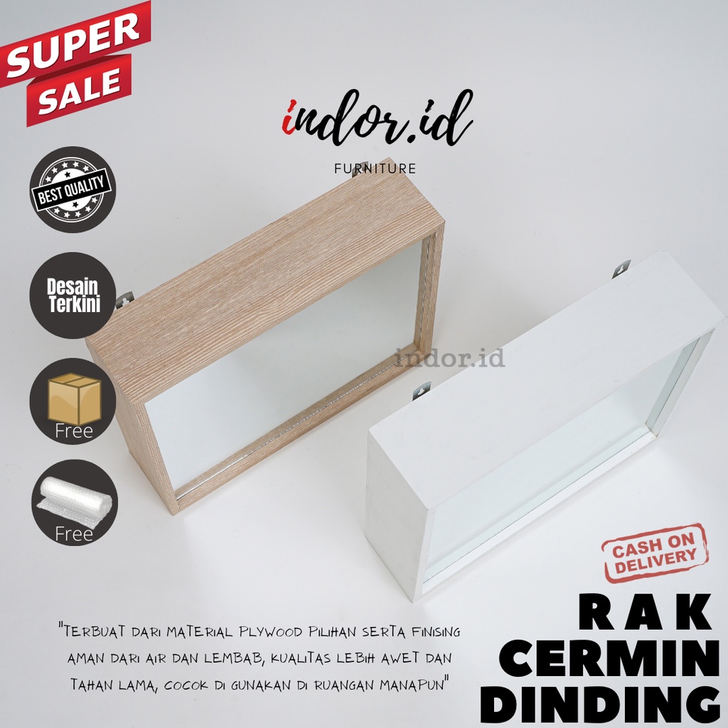 CERMIN RAK Dinding Gantung Minimalis - CERMIN WASTAFEL MURAH - Rak Cermin KOSMETIK - Cermin Milenial