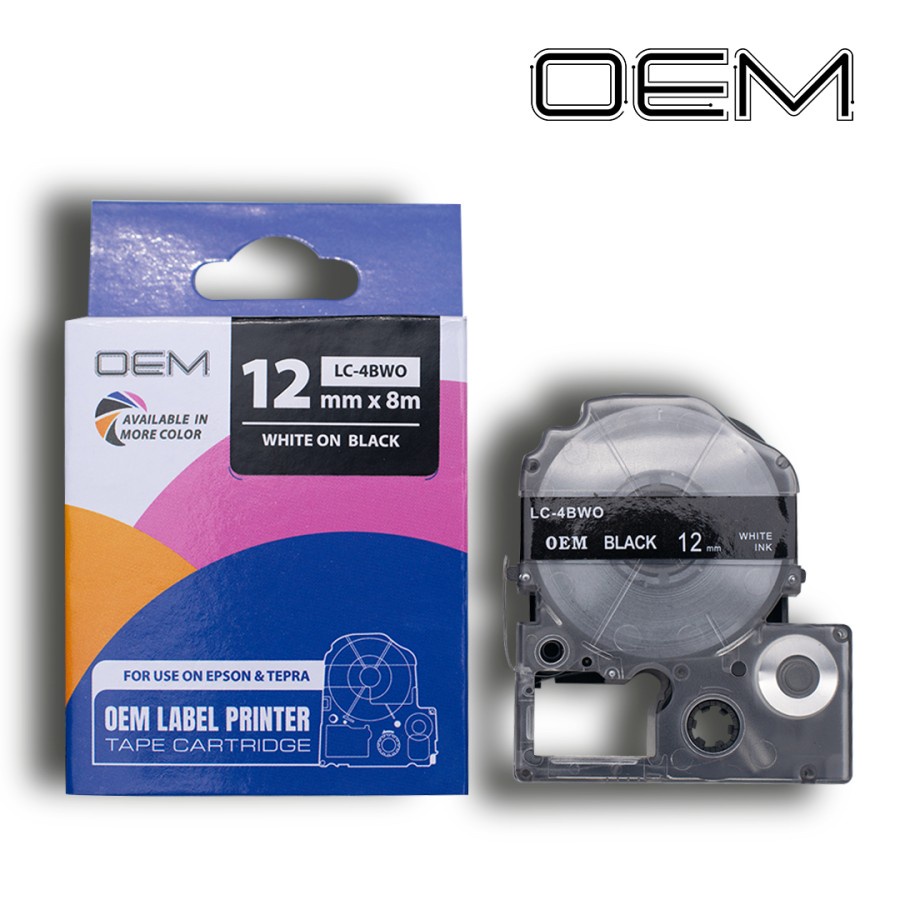 LABEL TAPE 12mm x 8m FOR USE ON EPSON LABELWORKS (OEM)